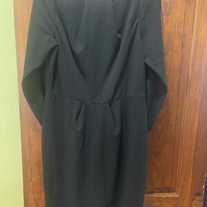 Betsy & Adam Elegant Black Long Sleeve cape style Dress